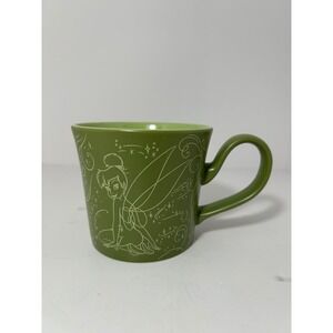 Disney Store Tinker Bell Green Ceramic Coffee Mug Disney Fairies‎ Swirls Stars